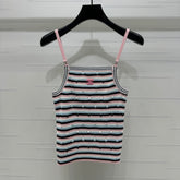 Chanel 25 Pink Black Striped Knit Tank Top